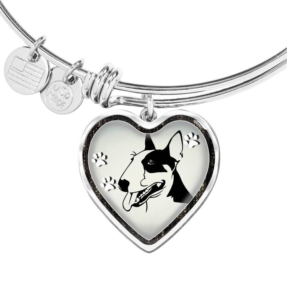 Bull Terrier Dog Art Print Heart Pendant Bangle-Free Shipping - Deruj.com