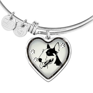 Bull Terrier Dog Art Print Heart Pendant Bangle-Free Shipping - Deruj.com