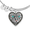 Blue Eyes Cat Print Heart Pendant Bangle-Free Shipping - Deruj.com
