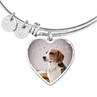 English Foxhound Print Luxury Heart Charm Bangle-Free Shipping - Deruj.com