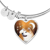Akita Print Luxury Heart Charm Bangle -Free Shipping - Deruj.com