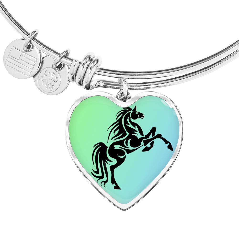 Amazing Horse Vector Print Heart Pendant Bangle-Free Shipping - Deruj.com