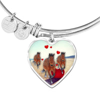 Clydesdale Horse Print Luxury Heart Charm Bangle-Free Shipping - Deruj.com