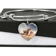 Arabian Horse Print Luxury Heart Charm Bangle-Free Shipping - Deruj.com