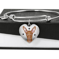 Cute Pharaoh Hound Print Luxury Heart Charm Bangle-Free Shipping - Deruj.com