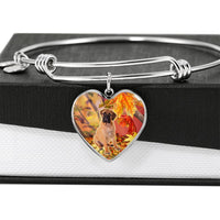Cute Bullmastiff Print Luxury Heart Charm Bangle-Free Shipping - Deruj.com