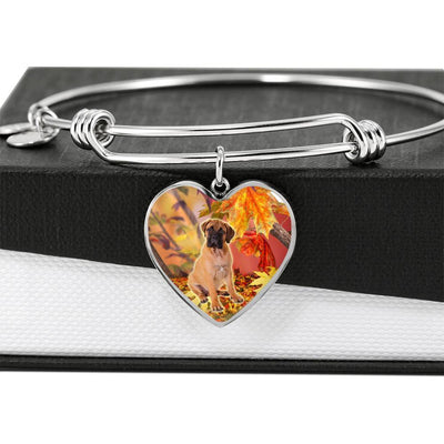 Cute Bullmastiff Print Luxury Heart Charm Bangle-Free Shipping - Deruj.com