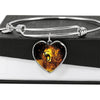 Roaring Lion Art Print Heart Pendant Bangle-Free Shipping - Deruj.com
