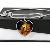 Roaring Lion Art Print Heart Pendant Bangle-Free Shipping - Deruj.com
