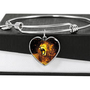 Roaring Lion Art Print Heart Pendant Bangle-Free Shipping - Deruj.com