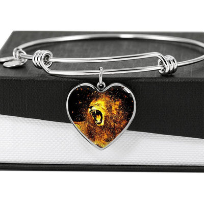 Roaring Lion Art Print Heart Pendant Bangle-Free Shipping - Deruj.com