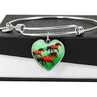 Arabian Horse Art Print Heart Pendant Bangle-Free Shipping - Deruj.com