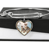 Savannah Cat Print Heart Pendant Bangle-Free Shipping - Deruj.com