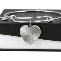Thoroughbred Horse Print Heart Pendant Luxury Bangle-Free Shipping - Deruj.com