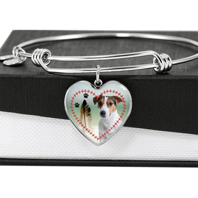 Jack Russell Terrier Print Luxury Heart Charm Bangle-Free Shipping - Deruj.com