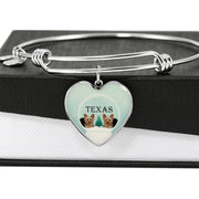 Yorkshire Terrier (Yorkie) Texas Print Heart Charm Bangle-Free Shipping - Deruj.com