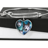 Siberian Husky Print Luxury Heart Charm Bangle-Free Shipping - Deruj.com