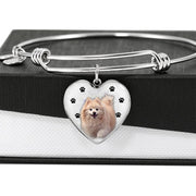 Cute Pomeranian Print Luxury Heart Charm Bangle-Free Shipping - Deruj.com
