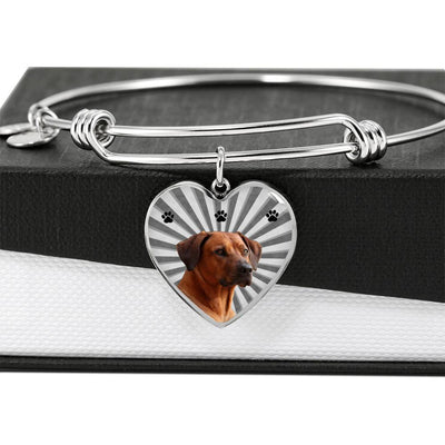 Rhodesian Ridgeback Print Luxury Heart Charm Bangle-Free Shipping - Deruj.com