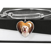 Clumber Spaniel Print Luxury Heart Charm Bangle-Free Shipping - Deruj.com