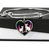 Devon Rex Cat Print Heart Pendant Bangle-Free Shipping - Deruj.com