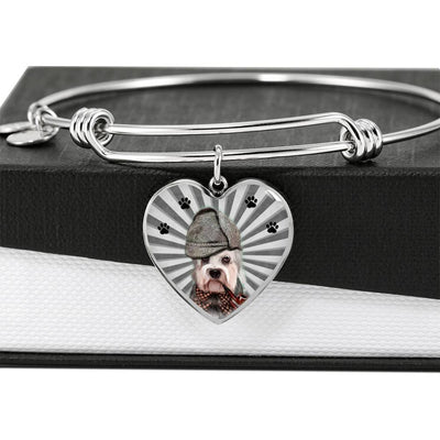 Dandie Dinmont Terrier Print Luxury Heart Charm Bangle-Free Shipping - Deruj.com