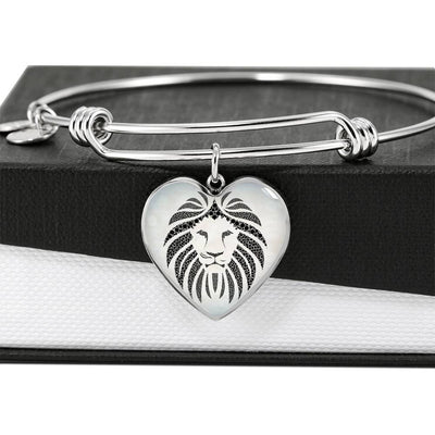 Lion Black&White Art Print Heart Pendant Bangle-Free Shipping - Deruj.com