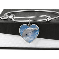Cute Dolphin Print Heart Pendant Luxury Bangle-Free Shipping - Deruj.com