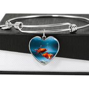 Fantail Fish Print Heart Pendant Luxury Bangle-Free Shipping - Deruj.com