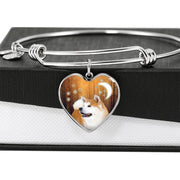 Akita Print Luxury Heart Charm Bangle -Free Shipping - Deruj.com