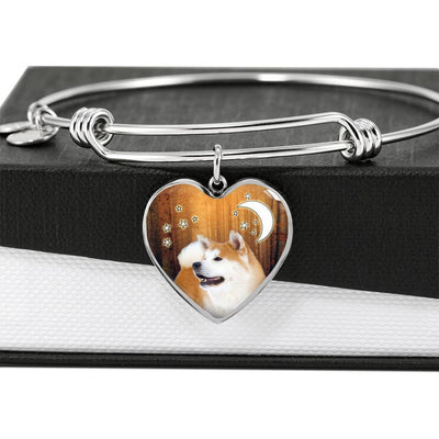 Akita Print Luxury Heart Charm Bangle -Free Shipping - Deruj.com