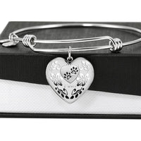 Paws Print Heart Pendant Bangle-Free Shipping - Deruj.com