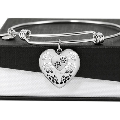 Paws Print Heart Pendant Bangle-Free Shipping - Deruj.com