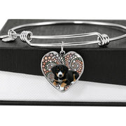 Entlebucher Mountain Dog Print Luxury Heart Charm Bangle-Free Shipping - Deruj.com