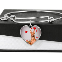 Pharaoh Hound Print Luxury Heart Charm Bangle-Free Shipping - Deruj.com