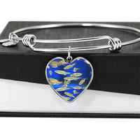 Zebrafish Fish Print Luxury Heart Charm Bangle-Free Shipping - Deruj.com