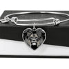 Lion Grey Art Print Heart Pendant Bangle-Free Shipping - Deruj.com