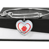 Red Paw Print Luxury Heart Charm Bangle-Free Shipping - Deruj.com