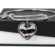 American Flag Skull Print Heart Pendant Bangle-Free Shipping - Deruj.com