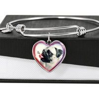 Cute Pug Dog Print Heart Pendant Bangle-Free Shipping - Deruj.com