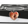Bordeaux Mastiff Print Luxury Heart Charm Bangle-Free Shipping - Deruj.com
