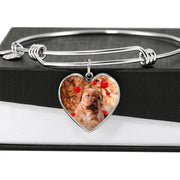 Bordeaux Mastiff Print Luxury Heart Charm Bangle-Free Shipping - Deruj.com