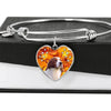 Cute Irish Red and White Setter Print Luxury Heart Charm Bangle-Free Shipping - Deruj.com