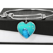 Dolphin Fish Print Luxury Heart Charm Bangle-Free Shipping - Deruj.com