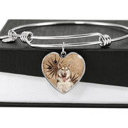 Cute Siberian Husky Print Luxury Heart Charm Bangle-Free Shipping - Deruj.com
