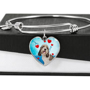 Petit Basset Griffon Vendeen Print Luxury Heart Charm Bangle-Free Shipping - Deruj.com