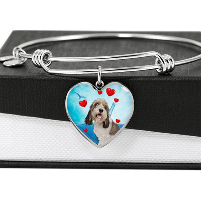 Petit Basset Griffon Vendeen Print Luxury Heart Charm Bangle-Free Shipping - Deruj.com