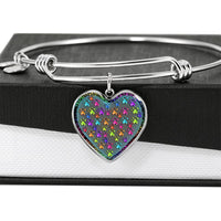 Colorful Paws Print Heart Pendant Bangle-Free Shipping - Deruj.com