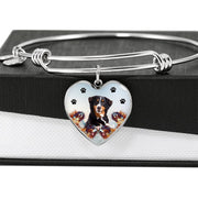 Bernese Mountain Dog Print Luxury Heart Charm Bangle-Free Shipping - Deruj.com