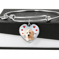 Goldendoodle Print Luxury Heart Charm Bangle-Free Shipping - Deruj.com